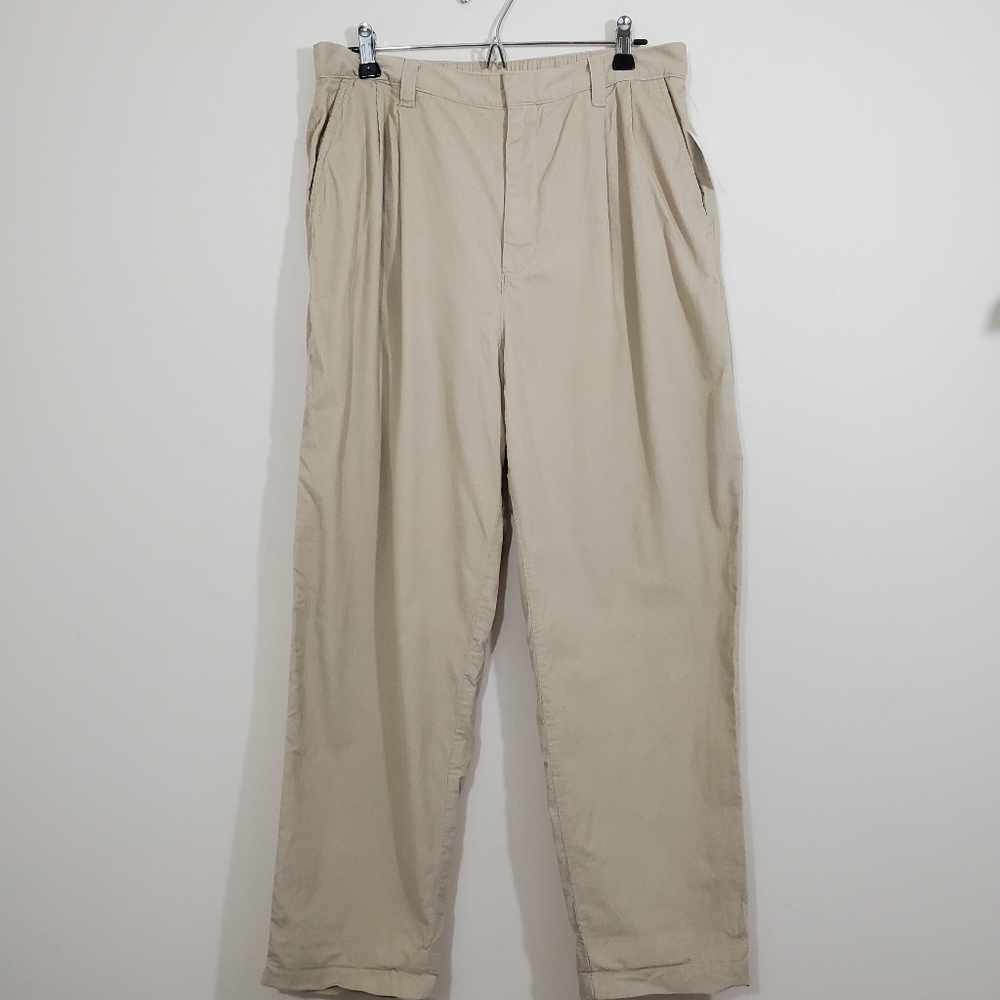 Gap High Rise Pleated Taper Corduroy Pants Cobblestone Beige NWT Size 14 Casual - Picture 2 of 9